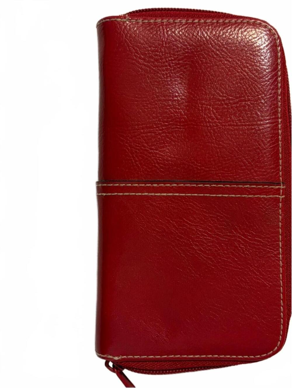 Red Zip Leather Wallet